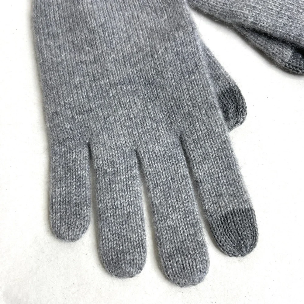 NORDSTROM Rack 100% Cashmere Rib Knit Tech Gloves NEW Gray Grey